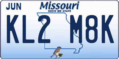 MO license plate KL2M8K