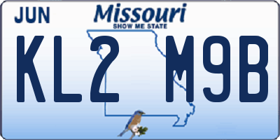 MO license plate KL2M9B