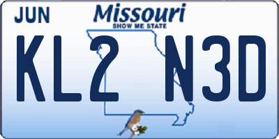 MO license plate KL2N3D