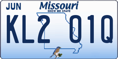 MO license plate KL2O1Q