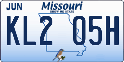 MO license plate KL2O5H