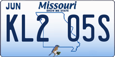 MO license plate KL2O5S
