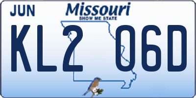 MO license plate KL2O6D