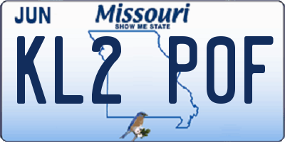 MO license plate KL2P0F