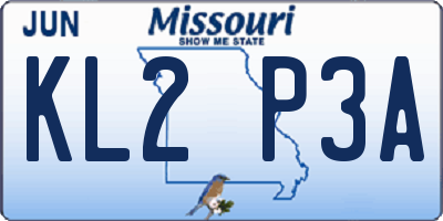 MO license plate KL2P3A