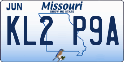 MO license plate KL2P9A