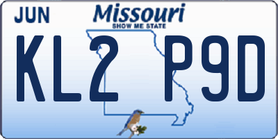 MO license plate KL2P9D