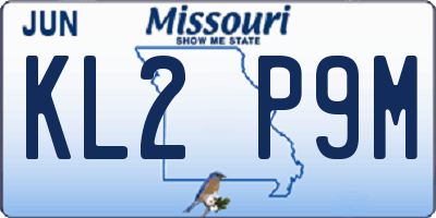 MO license plate KL2P9M