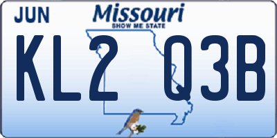 MO license plate KL2Q3B