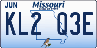 MO license plate KL2Q3E