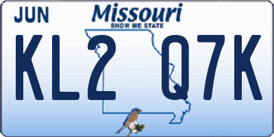 MO license plate KL2Q7K