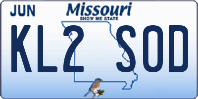 MO license plate KL2S0D