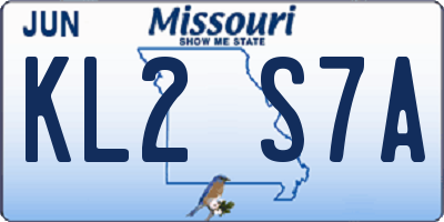 MO license plate KL2S7A