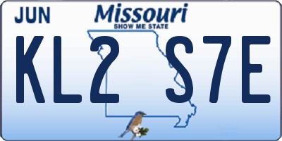 MO license plate KL2S7E