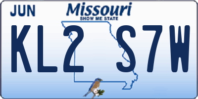 MO license plate KL2S7W