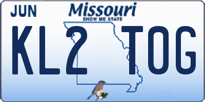 MO license plate KL2T0G