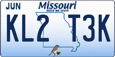 MO license plate KL2T3K