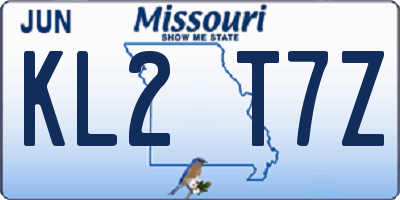 MO license plate KL2T7Z