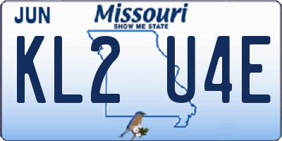 MO license plate KL2U4E