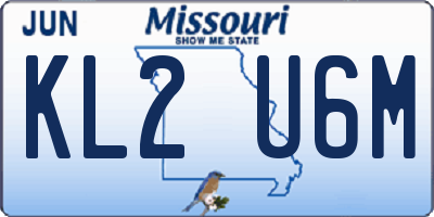 MO license plate KL2U6M
