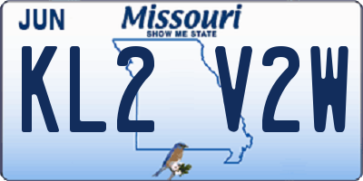 MO license plate KL2V2W