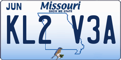 MO license plate KL2V3A