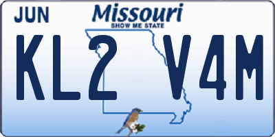 MO license plate KL2V4M