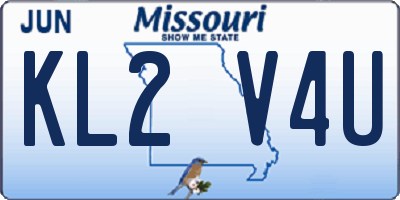 MO license plate KL2V4U
