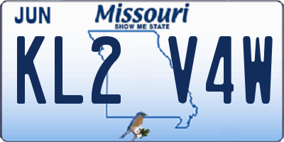 MO license plate KL2V4W