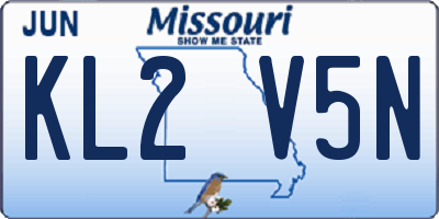 MO license plate KL2V5N