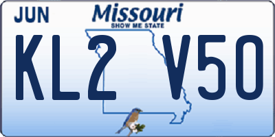 MO license plate KL2V5O