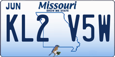 MO license plate KL2V5W