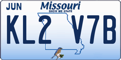 MO license plate KL2V7B