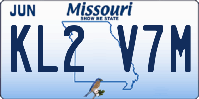 MO license plate KL2V7M