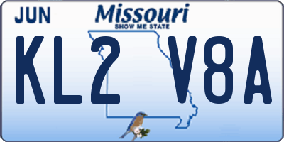 MO license plate KL2V8A