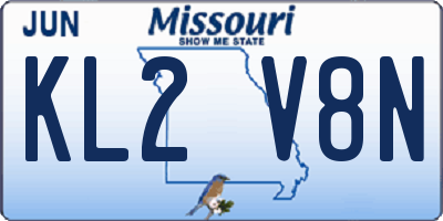 MO license plate KL2V8N