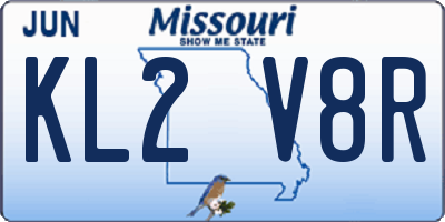 MO license plate KL2V8R