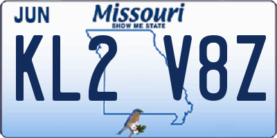 MO license plate KL2V8Z