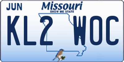 MO license plate KL2W0C