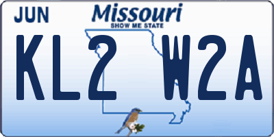 MO license plate KL2W2A
