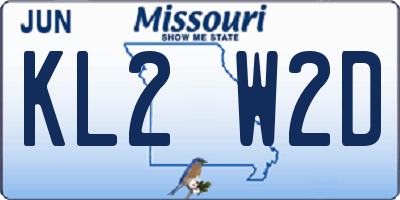 MO license plate KL2W2D