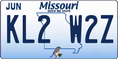 MO license plate KL2W2Z