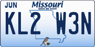 MO license plate KL2W3N