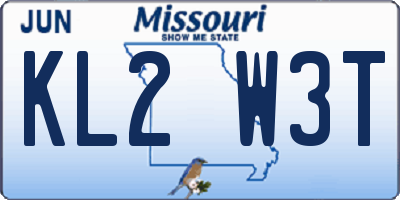 MO license plate KL2W3T