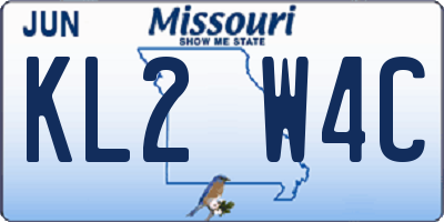 MO license plate KL2W4C
