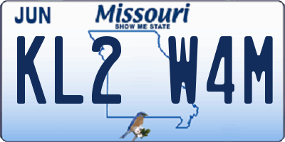MO license plate KL2W4M