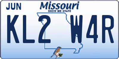 MO license plate KL2W4R