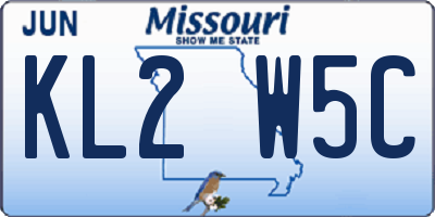 MO license plate KL2W5C