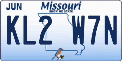 MO license plate KL2W7N