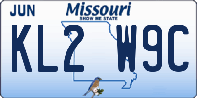 MO license plate KL2W9C